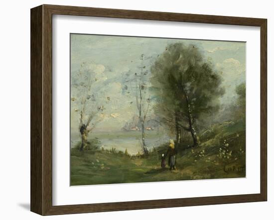 Landscape (Oil on Canvas)-Jean Baptiste Camille Corot-Framed Giclee Print