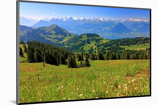 Landscape on Rigi-Kulm with View of Lake Lucerne and the Urner Alps, Canton of Lucerne, Switzerland-null-Mounted Art Print