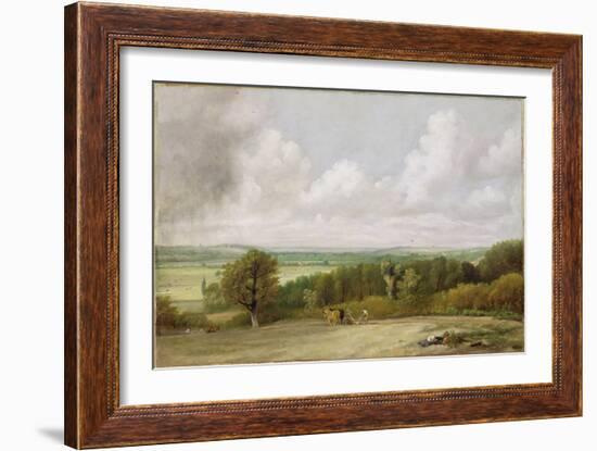 Landscape: Ploughing Scene in Suffolk (A Summerland) c.1824-John Constable-Framed Giclee Print