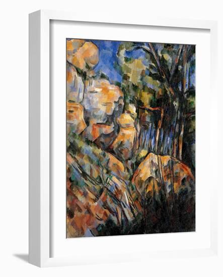 Landscape Rocks Above the Caves at Chateau Noir-Paul Cézanne-Framed Art Print