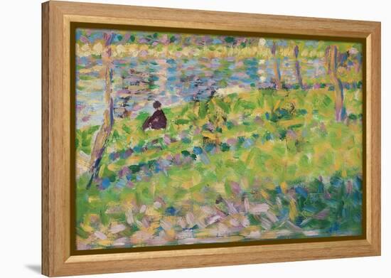 Landscape, Seated Man (Study for 'Sunday Afternoon on the Island of La Grande Jatte'), 1884-1885 (O-Georges Pierre Seurat-Framed Premier Image Canvas