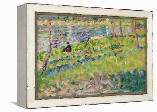 Landscape, Seated Man (Study for 'Sunday Afternoon on the Island of La Grande Jatte'), 1884-1885 (O-Georges Pierre Seurat-Framed Premier Image Canvas