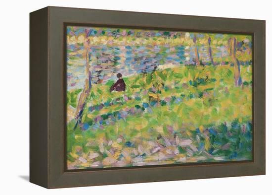 Landscape, Seated Man (Study for 'Sunday Afternoon on the Island of La Grande Jatte'), 1884-1885 (O-Georges Pierre Seurat-Framed Premier Image Canvas