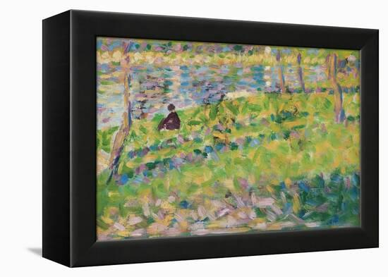 Landscape, Seated Man (Study for 'Sunday Afternoon on the Island of La Grande Jatte'), 1884-1885 (O-Georges Pierre Seurat-Framed Premier Image Canvas