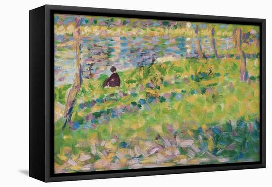 Landscape, Seated Man (Study for 'Sunday Afternoon on the Island of La Grande Jatte'), 1884-1885 (O-Georges Pierre Seurat-Framed Premier Image Canvas