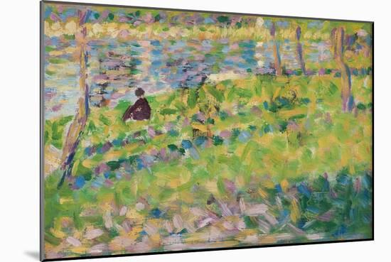 Landscape, Seated Man (Study for 'Sunday Afternoon on the Island of La Grande Jatte'), 1884-1885 (O-Georges Pierre Seurat-Mounted Giclee Print