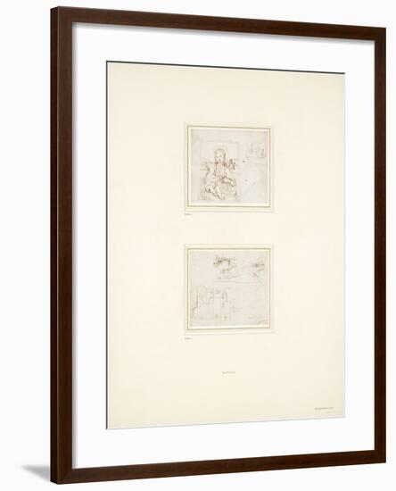 Landscape Sketch with a Brief Study of the Virgin Mary's Head Turned to Left-Raphael-Framed Giclee Print