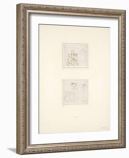 Landscape Sketch with a Brief Study of the Virgin Mary's Head Turned to Left-Raphael-Framed Giclee Print