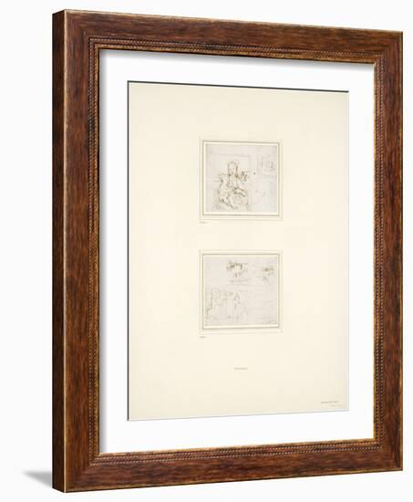 Landscape Sketch with a Brief Study of the Virgin Mary's Head Turned to Left-Raphael-Framed Giclee Print