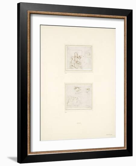 Landscape Sketch with a Brief Study of the Virgin Mary's Head Turned to Left-Raphael-Framed Giclee Print