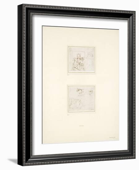 Landscape Sketch with a Brief Study of the Virgin Mary's Head Turned to Left-Raphael-Framed Giclee Print