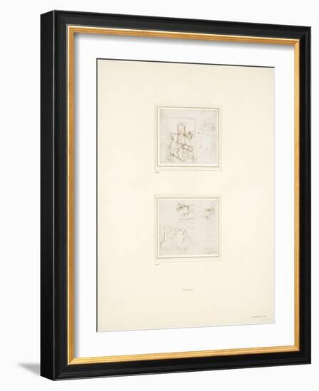 Landscape Sketch with a Brief Study of the Virgin Mary's Head Turned to Left-Raphael-Framed Giclee Print