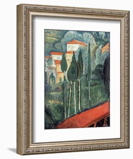 Landscape, South of France, 1919-Amedeo Modigliani-Framed Premium Giclee Print