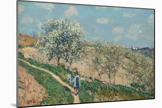 Landscape (Spring at Bougival), C.1873 (Oil on Canvas)-Alfred Sisley-Mounted Giclee Print