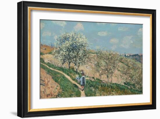 Landscape (Spring at Bougival), C.1873 (Oil on Canvas)-Alfred Sisley-Framed Giclee Print