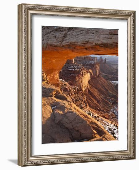 Landscape Through Mesa Arch at Sunrise, Canyonlands National Park, Moab, Utah, USA-Walter Bibikow-Framed Photographic Print