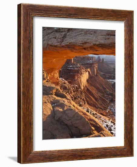 Landscape Through Mesa Arch at Sunrise, Canyonlands National Park, Moab, Utah, USA-Walter Bibikow-Framed Photographic Print