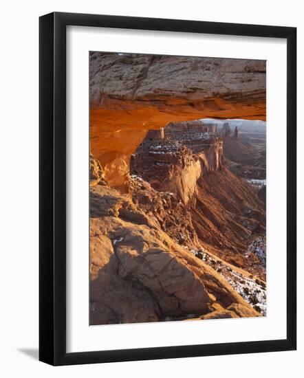 Landscape Through Mesa Arch at Sunrise, Canyonlands National Park, Moab, Utah, USA-Walter Bibikow-Framed Photographic Print