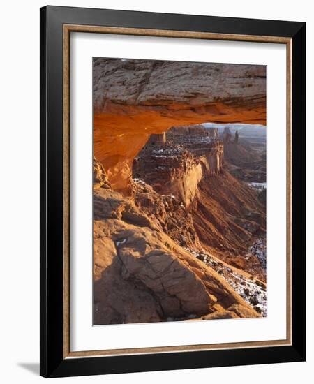 Landscape Through Mesa Arch at Sunrise, Canyonlands National Park, Moab, Utah, USA-Walter Bibikow-Framed Photographic Print