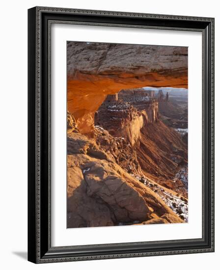 Landscape Through Mesa Arch at Sunrise, Canyonlands National Park, Moab, Utah, USA-Walter Bibikow-Framed Photographic Print