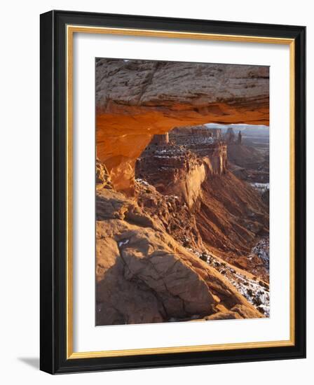 Landscape Through Mesa Arch at Sunrise, Canyonlands National Park, Moab, Utah, USA-Walter Bibikow-Framed Photographic Print