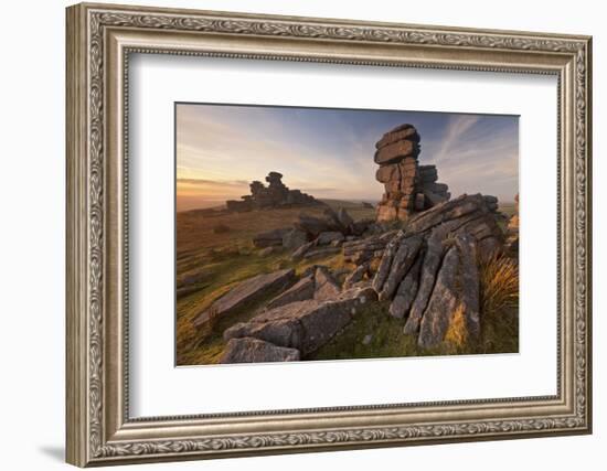 Landscape view of Great Staple Tor, Dartmoor, Devon, UK-Ross Hoddinott / 2020VISION-Framed Photographic Print