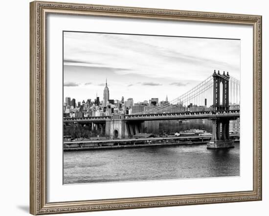 Landscape View of Midtown NY with Manhattan Bridge and the Empire State Building-Philippe Hugonnard-Framed Photographic Print