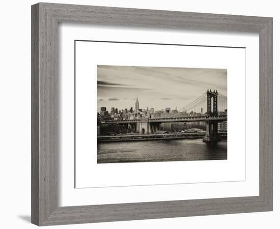 Landscape View of Midtown NY with Manhattan Bridge and the Empire State Building-Philippe Hugonnard-Framed Art Print