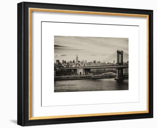 Landscape View of Midtown NY with Manhattan Bridge and the Empire State Building-Philippe Hugonnard-Framed Art Print