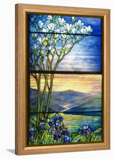 Landscape Window stained glass-Tiffany Studios-Framed Premier Image Canvas