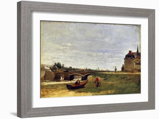 Landscape with a Bridge, Early 1870S-Stanislas Lepine-Framed Giclee Print