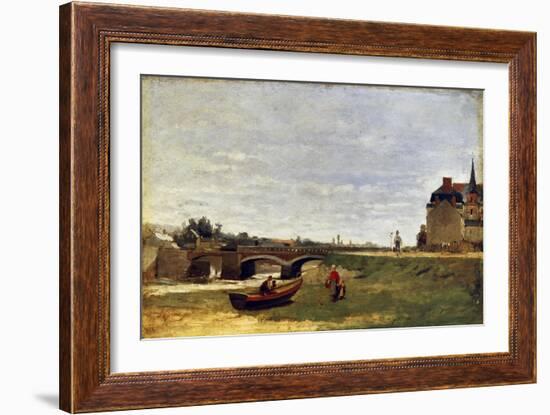 Landscape with a Bridge, Early 1870S-Stanislas Lepine-Framed Giclee Print