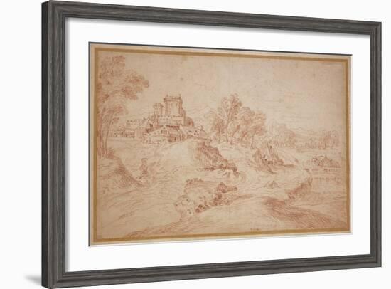 Landscape with a Castle, 1716-18-Jean Antoine Watteau-Framed Giclee Print