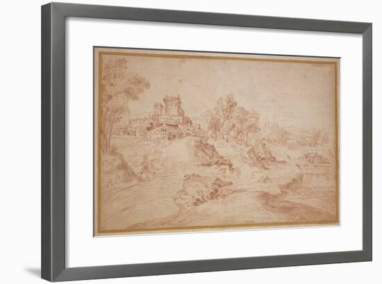 Landscape with a Castle, 1716-18-Jean Antoine Watteau-Framed Giclee Print