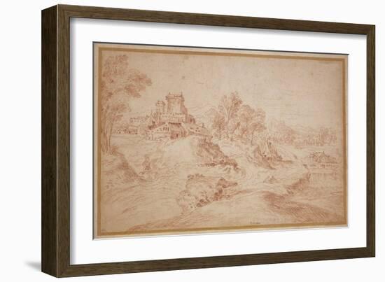 Landscape with a Castle, 1716-18-Jean Antoine Watteau-Framed Giclee Print
