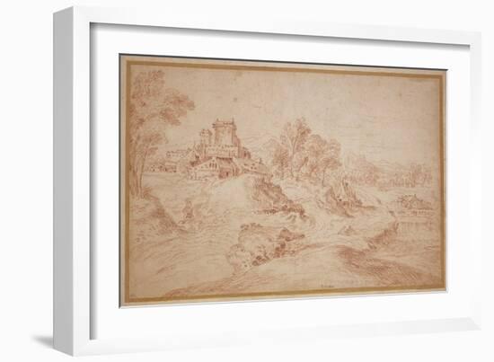 Landscape with a Castle, 1716-18-Jean Antoine Watteau-Framed Giclee Print