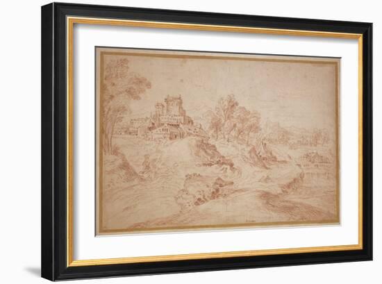 Landscape with a Castle, 1716-18-Jean Antoine Watteau-Framed Giclee Print