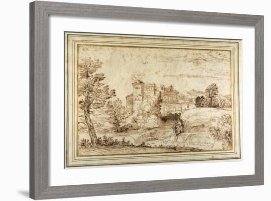 Landscape with a Castle and the Ruins of a Classical Portico-Annibale Carracci-Framed Giclee Print