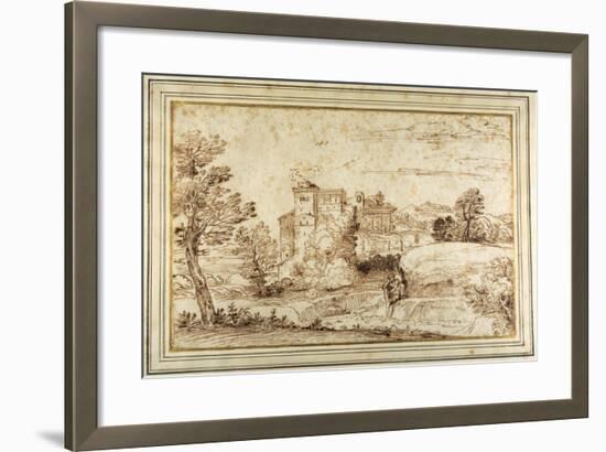 Landscape with a Castle and the Ruins of a Classical Portico-Annibale Carracci-Framed Giclee Print