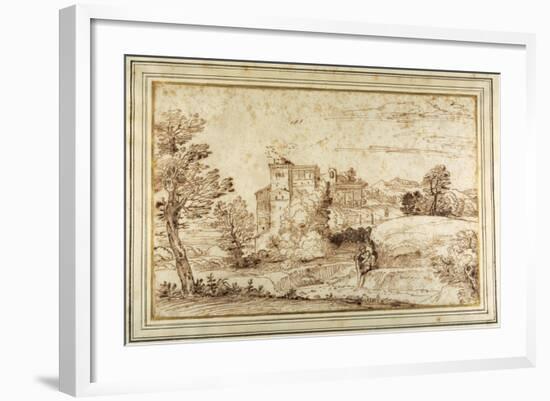 Landscape with a Castle and the Ruins of a Classical Portico-Annibale Carracci-Framed Giclee Print