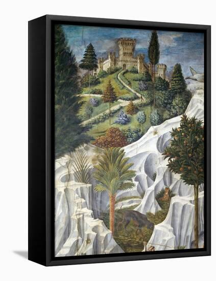 Landscape with a Castle, Detail from the Procession of the Magi King's to Bethlehem, 1459-Benozzo Gozzoli-Framed Premier Image Canvas