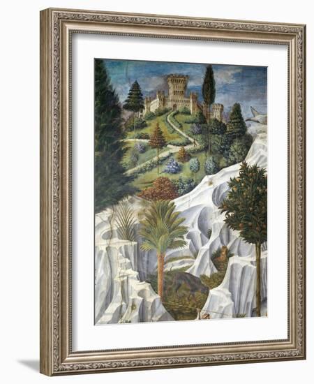 Landscape with a Castle, Detail from the Procession of the Magi King's to Bethlehem, 1459-Benozzo Gozzoli-Framed Giclee Print