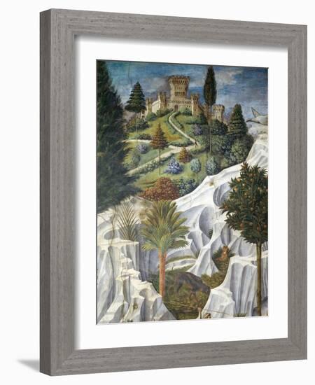 Landscape with a Castle, Detail from the Procession of the Magi King's to Bethlehem, 1459-Benozzo Gozzoli-Framed Giclee Print