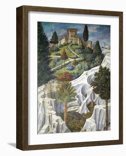 Landscape with a Castle, Detail from the Procession of the Magi King's to Bethlehem, 1459-Benozzo Gozzoli-Framed Giclee Print