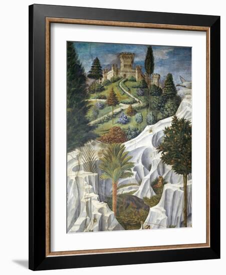 Landscape with a Castle, Detail from the Procession of the Magi King's to Bethlehem, 1459-Benozzo Gozzoli-Framed Giclee Print