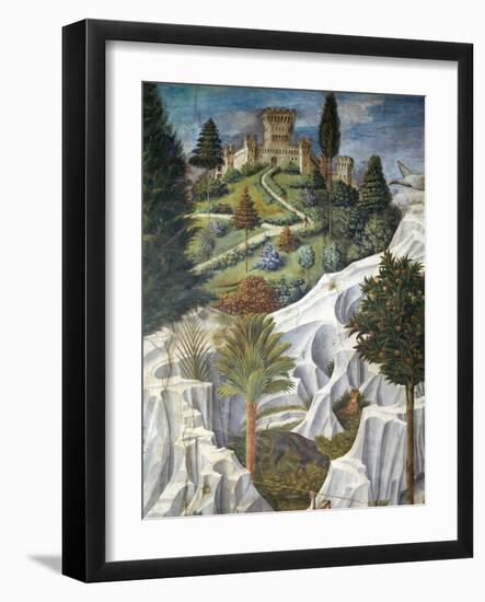 Landscape with a Castle, Detail from the Procession of the Magi King's to Bethlehem, 1459-Benozzo Gozzoli-Framed Giclee Print