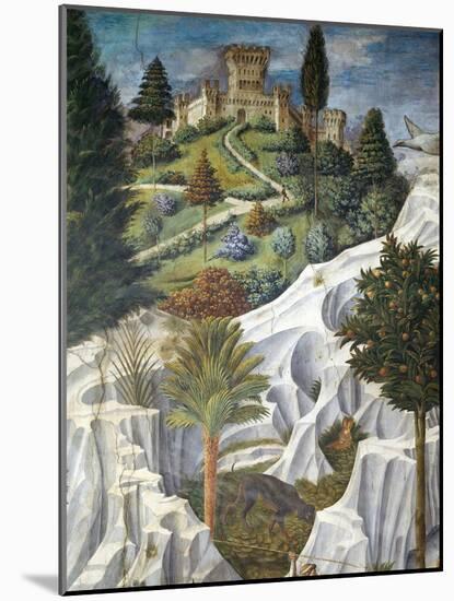 Landscape with a Castle, Detail from the Procession of the Magi King's to Bethlehem, 1459-Benozzo Gozzoli-Mounted Giclee Print