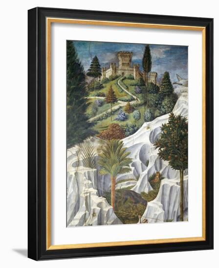 Landscape with a Castle, Detail from the Procession of the Magi King's to Bethlehem, 1459-Benozzo Gozzoli-Framed Giclee Print