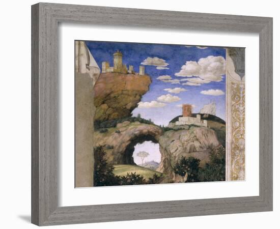 Landscape with a Castle, from the Camera Degli Sposi or Camera Picta, 1465-74-Andrea Mantegna-Framed Giclee Print