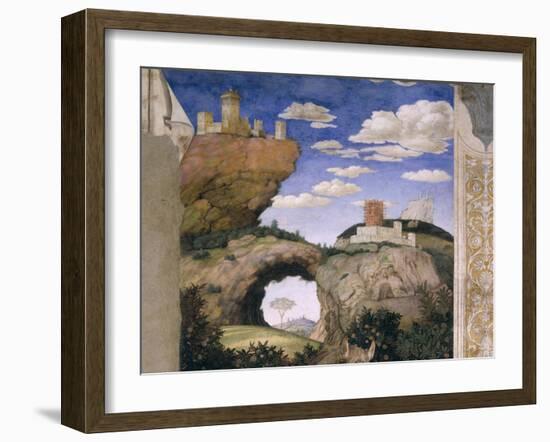 Landscape with a Castle, from the Camera Degli Sposi or Camera Picta, 1465-74-Andrea Mantegna-Framed Giclee Print